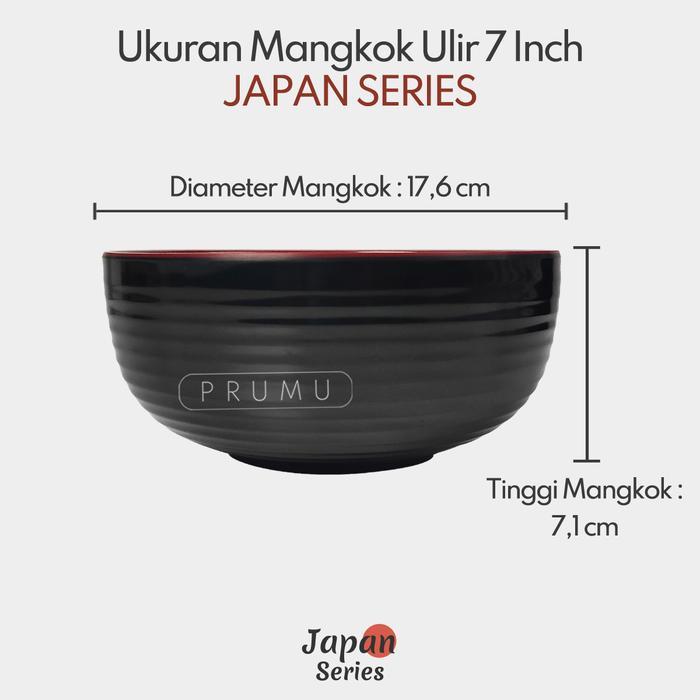 PRUMU Melamin Mangkok Jepang 7 inch - Mangkok Ceper - Mangkok Ramen - Mangkok Cafe - Mangkok Resto -