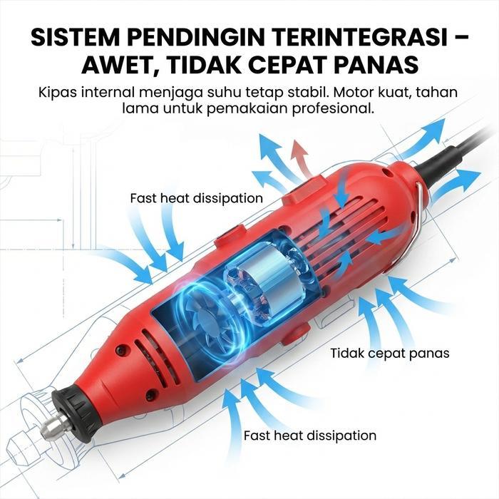 Reaim Gerinda Mini Set 211Pcs Mesin Gerinda Mini Alat Ukir Listrik Mini Grinder 220V Untuk Ukir Kayu