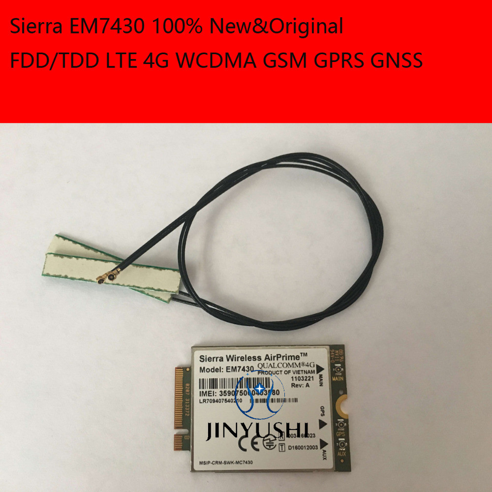 EM7430 +2PCS LTE 30CM NGFF M.2 MHF4 ANTENNA FDD/TDD LTE 4G WCDMA GSM GPRS GNSS 100% NEW&ORIGINAL