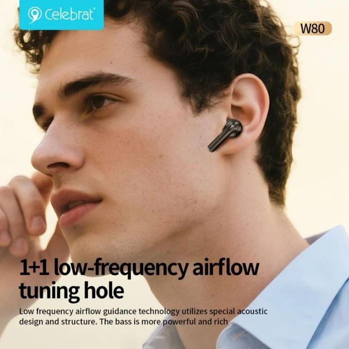 TWS Celebrat W80 Wireless Earphones Bluetooth 5.4 Stereo Sound Rich Bass Waterproof Original
