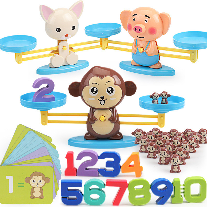 New Montessori Math Toy Monkey Digital Maths Balance Scale Toy Educational Balancing Scale Number