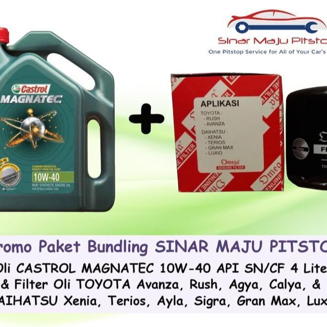 Paket Bundling Oli Mobil CASTROL MAGNATEC 10W-40 API SN/CF Original 4 Liter & Filter Oli TOYOTA
