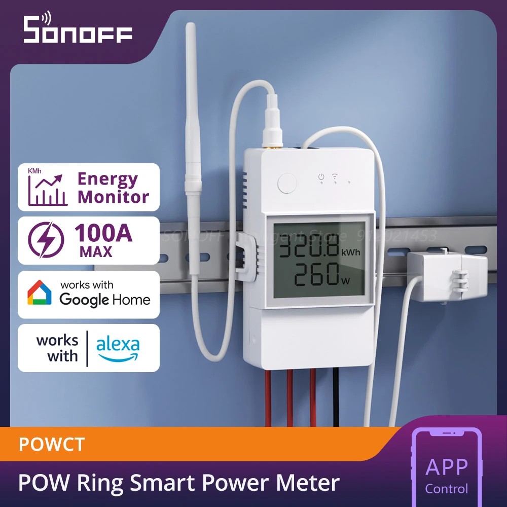 SONOFF POWCT WiFi POW Ring Smart Power Meter Switch 100A Energy Monitor Split Core Current