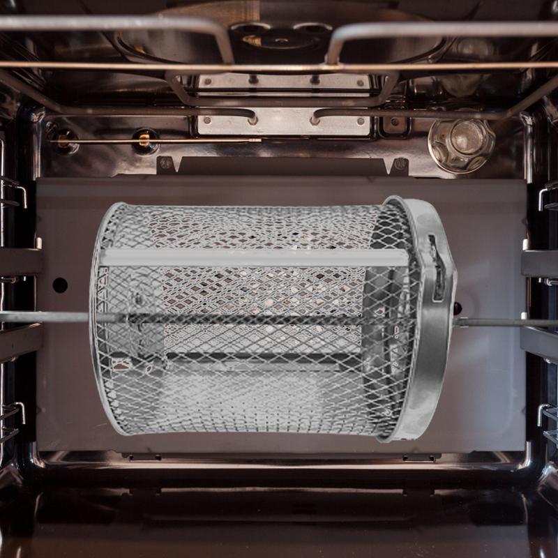 Round Rotisserie Basket Stainless Steel Rotisserie Oven Basket 360 Degree Rotation Heating Oven Rack