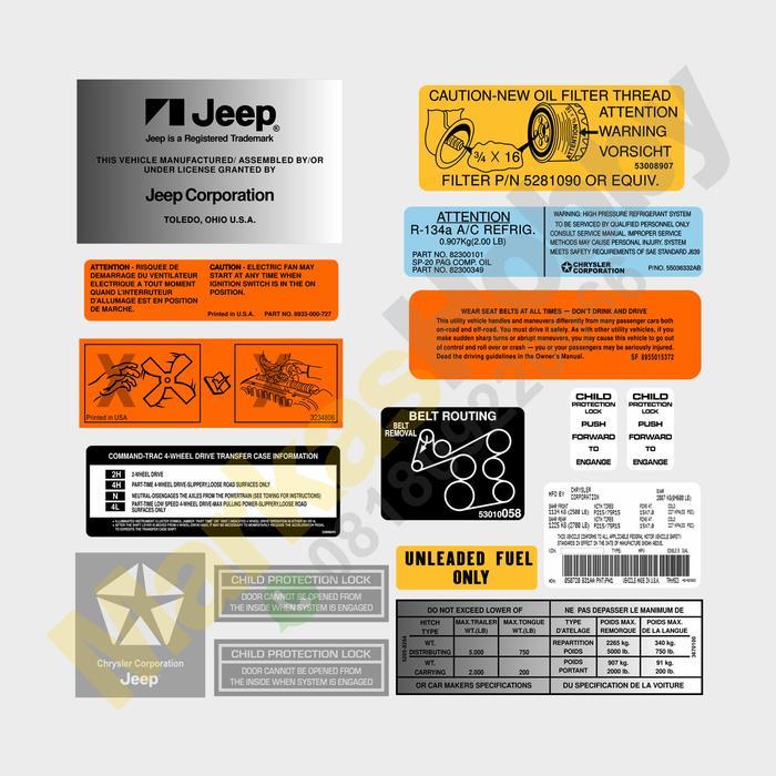 Sticker Jeep Cherokee XJ Set