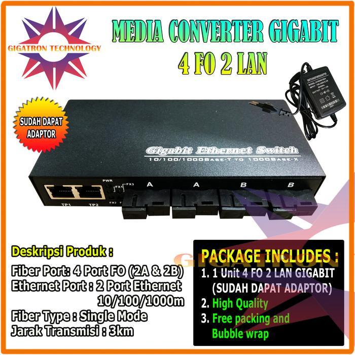 Switch Fiber Optik Ethernet Fiber Switch Gigabit 4 Fo 2 Lan
