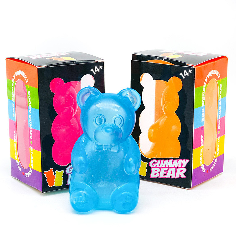 Needoh Gummy Bear Squishy Stress Ball Slow Rising Translucent Squeeze Fidget Toy Stress Anxiety