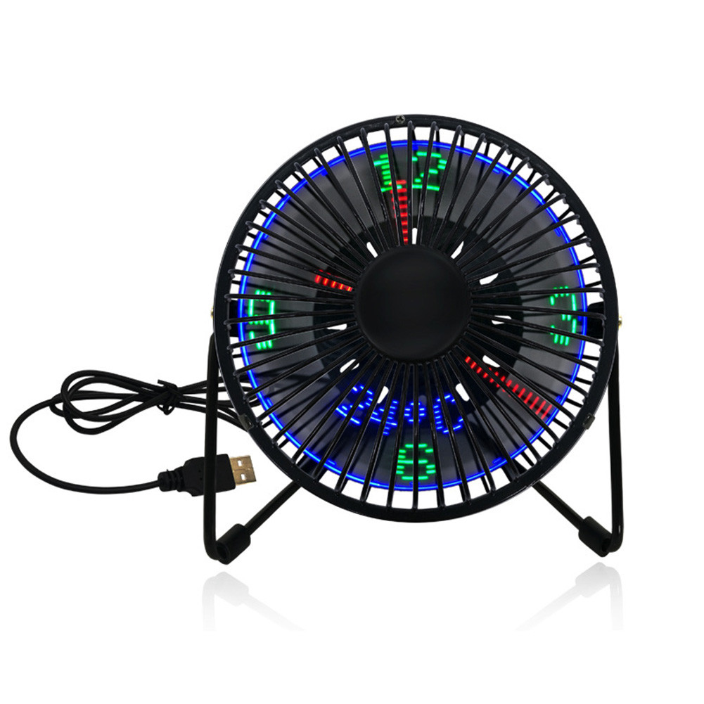 Mini USB LED Clock Fan with Real Time Clock Temperature Display LED USB Clock Fan Personal Table