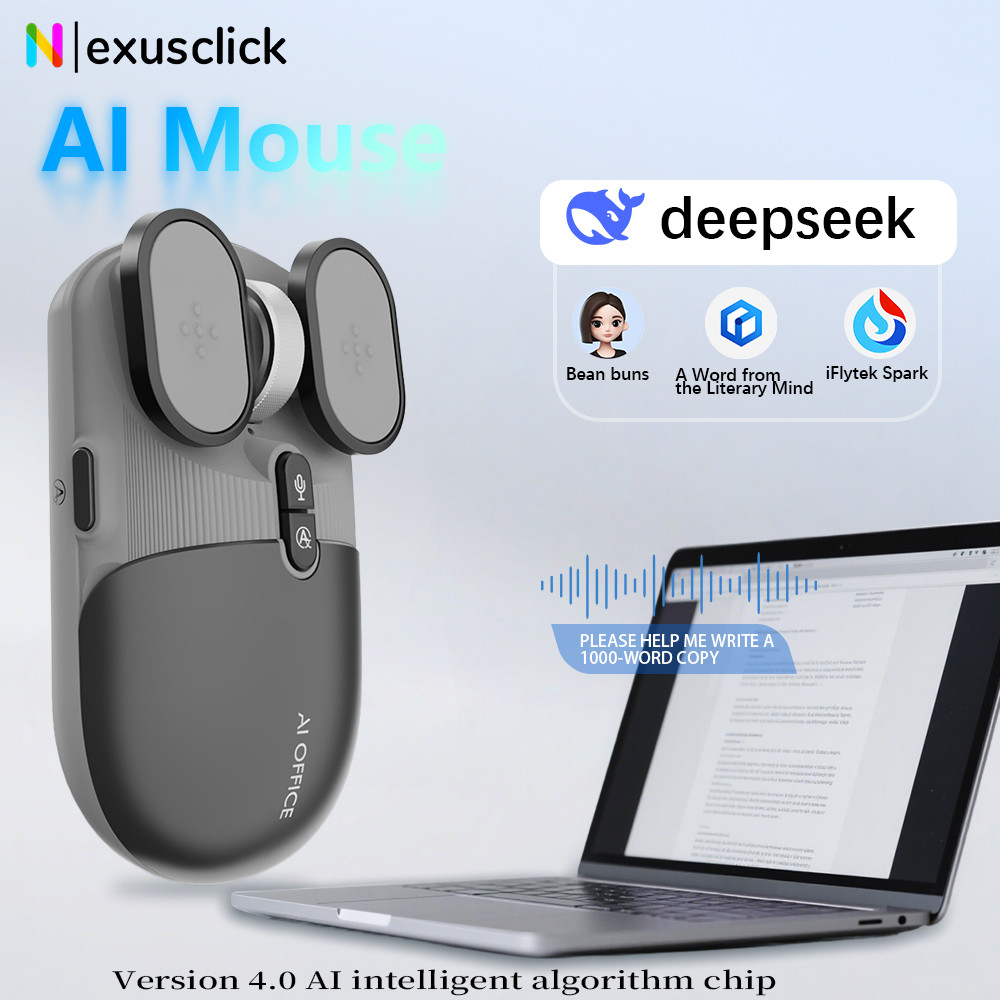 AI Office Wireless Mouse Rechargeable 2.4G BT Mouse with Artificial Intelligence Deepseek AI Voice