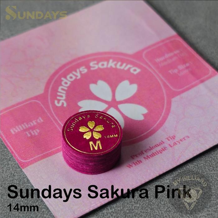 Readyyy Cue Tip Sundays Sakura M Cue Tip 14Mm Pink Billiard 8 Layers - Master Tip Stick Billiar