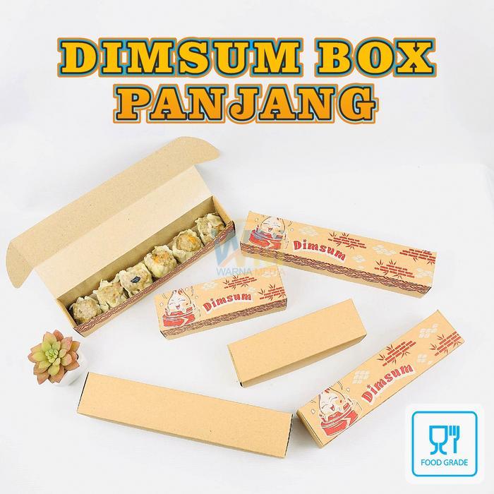 DUS BOX DIMSUM PANJANG / DIMSUM BOX / KOTAK DIMSUM LAMINASI / DUS DIMSUM MOTIF / WADAH DIMSUM
