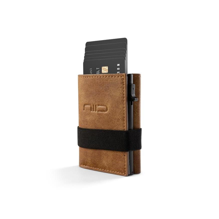 ASLI NIID Dompet Kulit Pria Merek rika Tas Kartu Bank Suede Gaya Inggris Slot Kartu Desain Peluncur