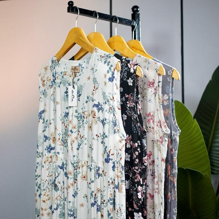 TERBARU INNER DRESS SUSUN MOTIF BAHAN RAYON PREMIUM ENIFTA Dress Floral Bunga-Bunga Wanita Busui