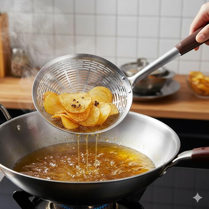 Saringan Gorengan Gagang Kayu, Dapur, Alat Masak Serok