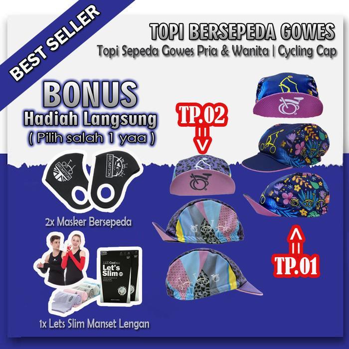 Ready Topi Sepeda Wanita - Cycling Cap Cewe Gowes Olahraga Bersepeda -Gratisongkir