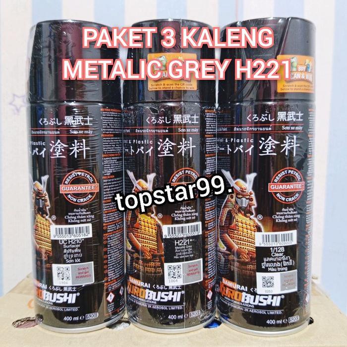 Pilok Pylox Cat Samurai Paket 3 Kaleng Lengkap Metalic Grey H221 Metalik Grey 221 Epoxy Surfacer UC
