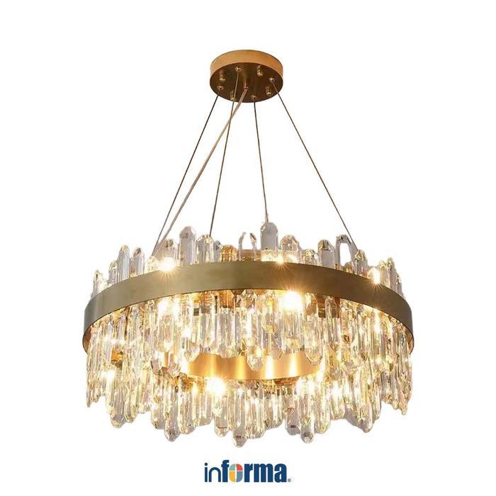 Informa Kirby Lampu Gantung Hias Oval - Gold Lampu Plafon Gantung Penerangan Rumah Lampu Ruang Tamu