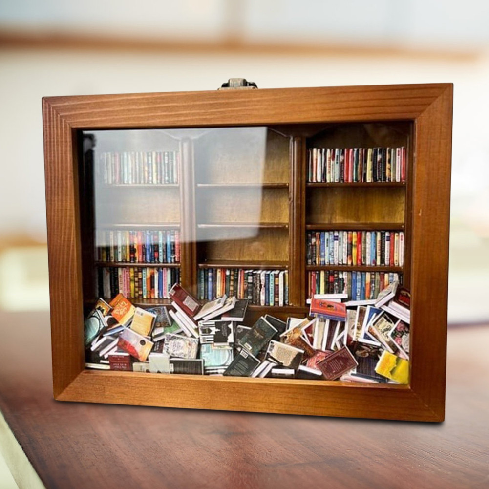 Creative Anti-Anxiety Bookshelf Ornaments Shake Away Your Anxiety Mini Anxiety Bookshelf Wooden Libr
