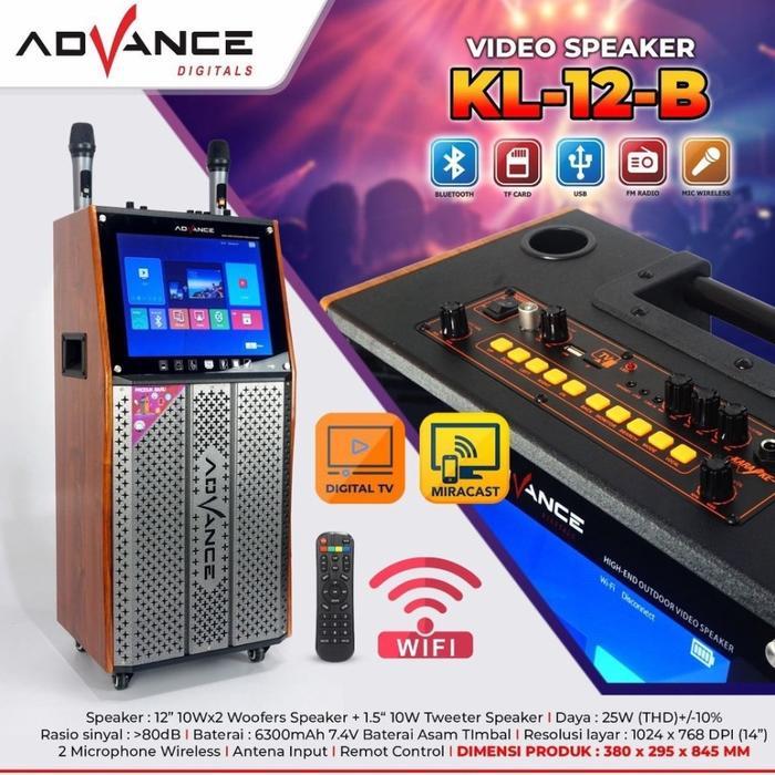 SPEAKER PORTABLE ADVANCE KL-12-B Ada Layar TV 12 inch + 2 Mic
