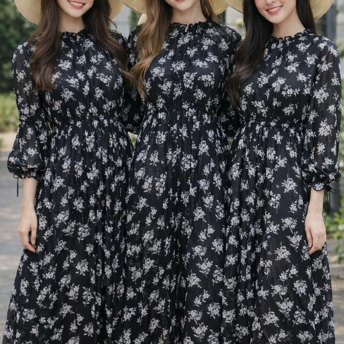 Dress Long Midi Mini / Dress Hommy /Dress Suami Bahagia /Dress Transparansss Tanpa Furing Motif