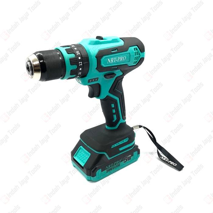 Nrt-Pro Dc-340 Set 26 Pcs Cordless Impact Drill 20 V Bor Baterai Beton Pasti Promo