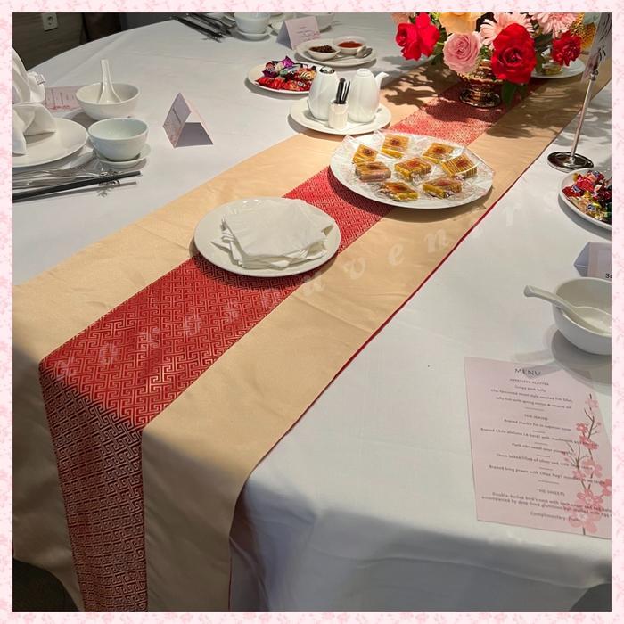 Table Runner / Taplak Meja / Table Runner Sangjit Gold New
