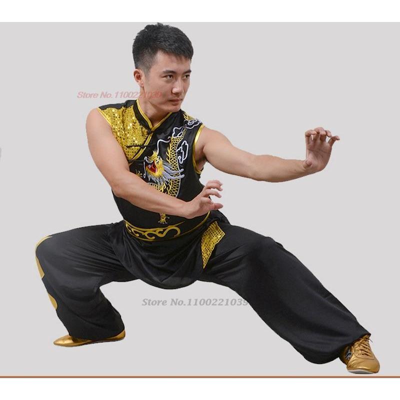 2026 traditional chinese vintage set national dragon embroidery kung fu wushu set taiji uniform