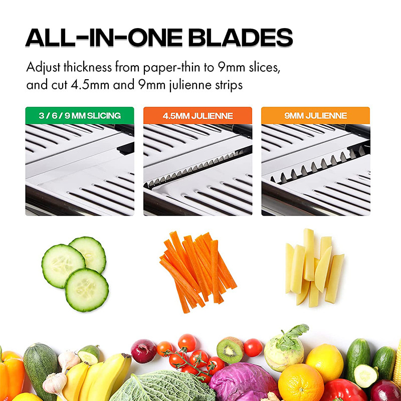 LMETJMA Adjustable Mandoline Slicer Stainless Steel Vegetable Slicer Chopper Cutter for Potato
