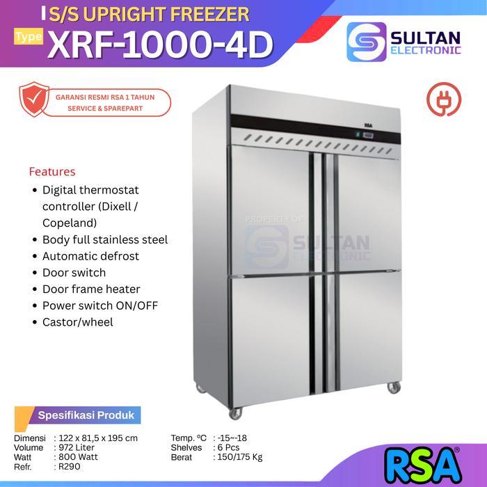 RSA UPRIGHT FREEZER STAINLESS STEEL / KABINET BEKU XRF-1000-4D / XRF 1000 4DX / XRF10004D