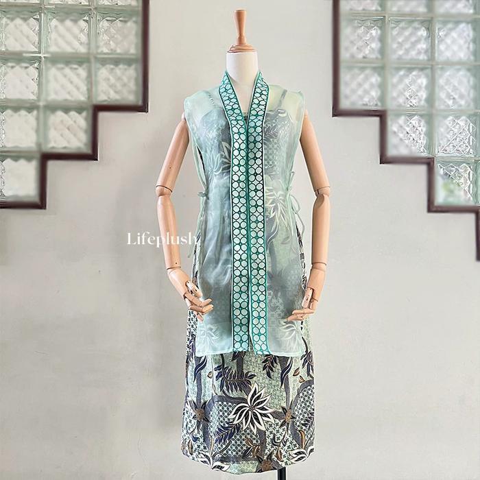 Dress Batik Modern Organza Bordir Mewah Wanita Pesta Kondangan Cantik- B1025 TULIP