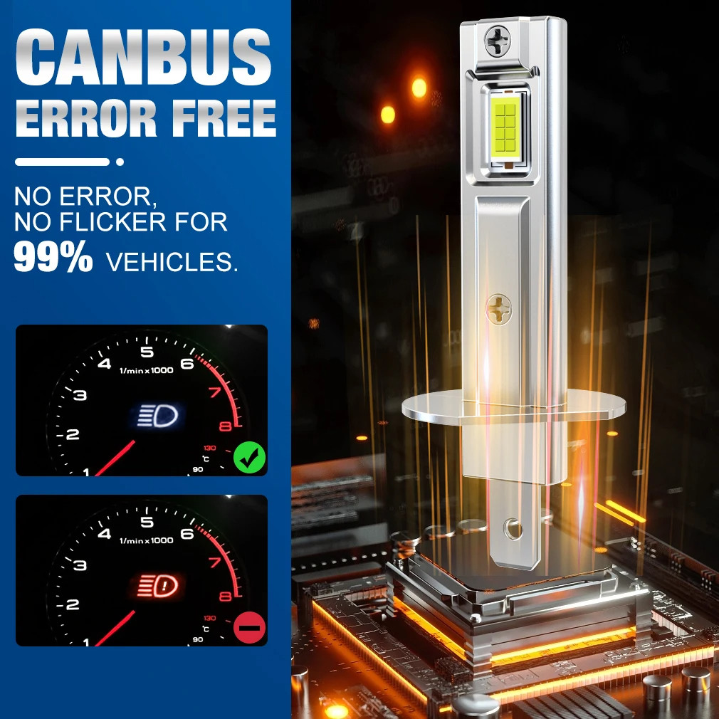 H1 Mini Led Headlight Bulbs H1 Led Lights 6500K Headlight Bulb Mini Size Design Wireless For Car