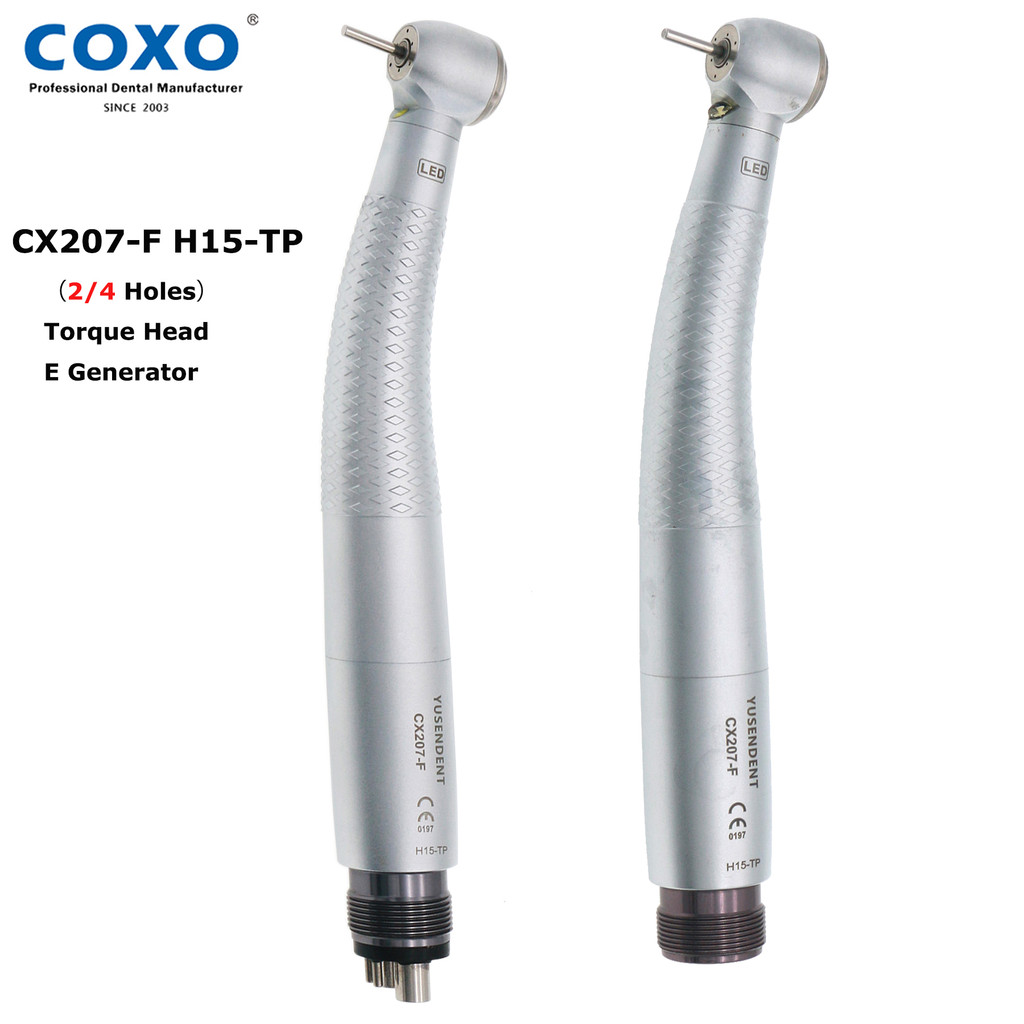 BARU COXO Dental Turbine High Speed Handpiece With LED Light Self Power E Generator Air Turbine 2/4 
