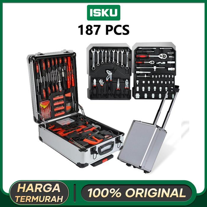 IskuTool Kit 187 Pcs Perkakas Bengkel Tool Set/Koper Set Perkakas Bengkel/Alat Bengkel Perkakas
