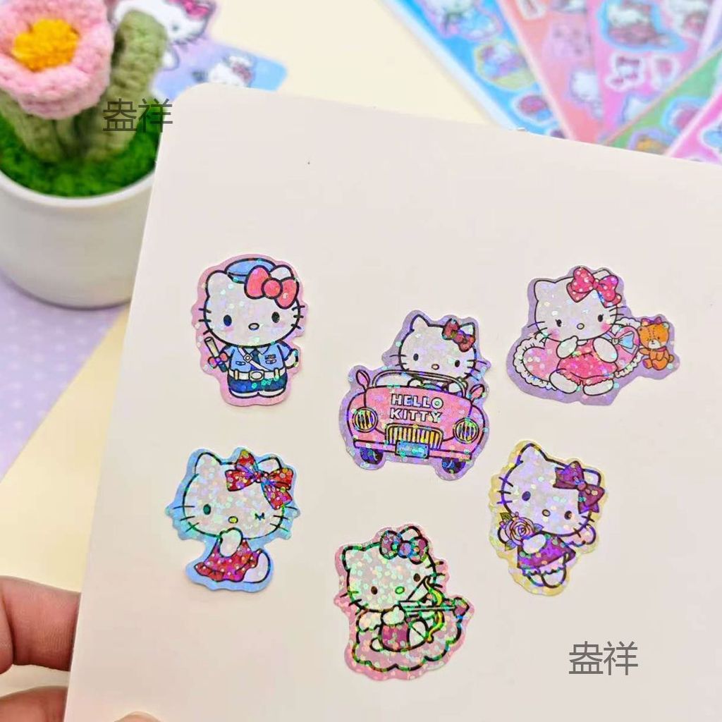 10/20/60/100pcs Sticker Cute Hellokitty Sticker Laser Cartoon Girl Kids Gifts Decals Hand Account