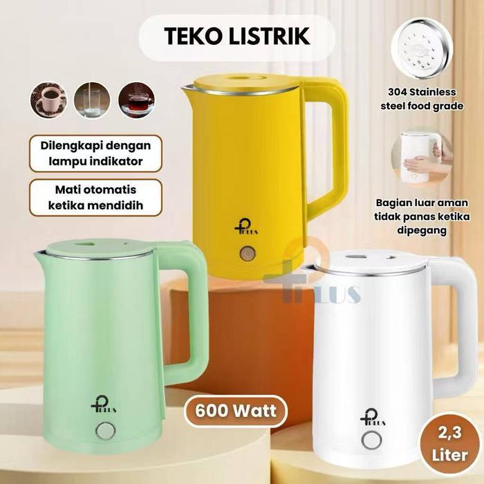 Bolde Store - Listrik 2.3 Liter Full Stainless Steel Air 600 Watt Listrik Pemasak Air Untuk Rebus