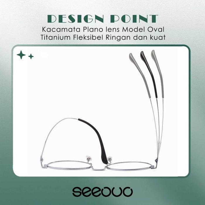 TERLENGKAP Seeouo Frame Kacamata Plano Style Oval Simple Fashion Titanium Light Frame Durable Pria