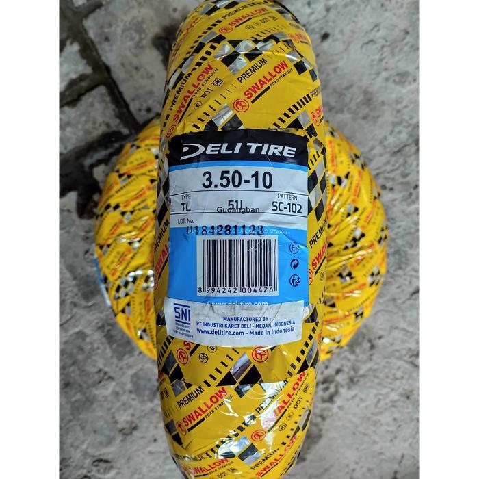 ( Tubeless ) Swallow Sc102 350 10 X-Blade Ban Luar Deli Tire Scooter Minimoto Vespa Classic Sc-102