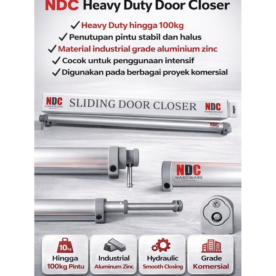 Penutup Pintu Otomatis Ndc Door Closer Hidrolik Pintu Geser 100Kg Heavy Duty Sliding Door Closer