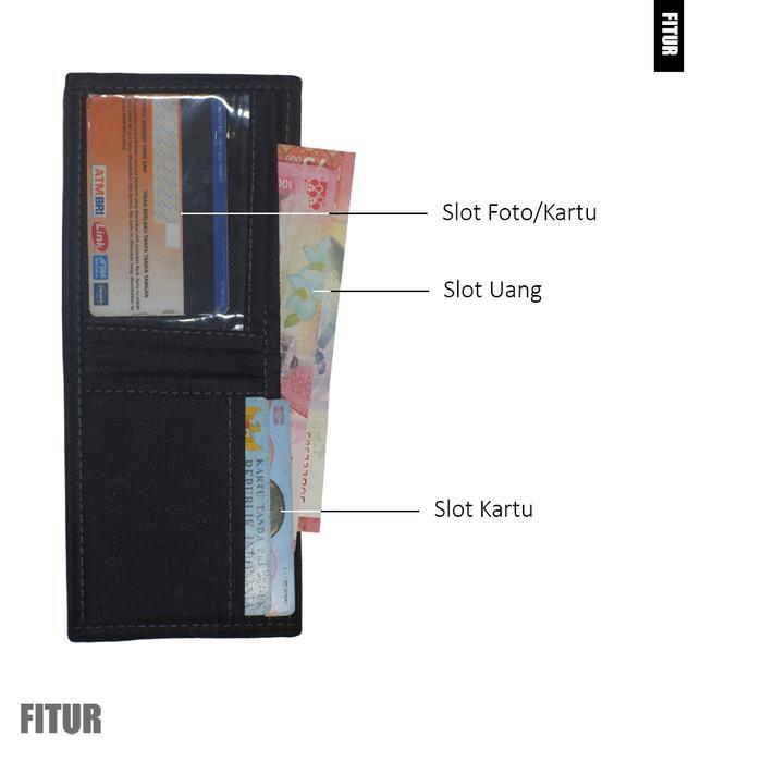 BERGARANSI Dompet pria polos kulit sintetis motive buaya Hitam Kartu
