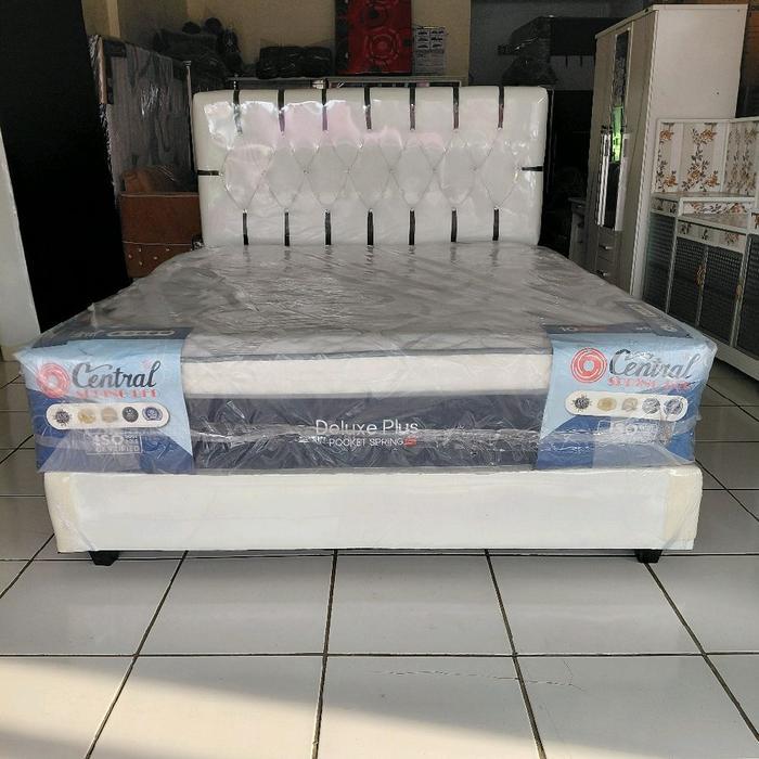 SALE SATU SET DIPAN ANTI JEBLOS DENGAN SPRINGBED CENTRAL DELUX POKET PLUS TOP GRATIS ONGKIR SAMPAI C