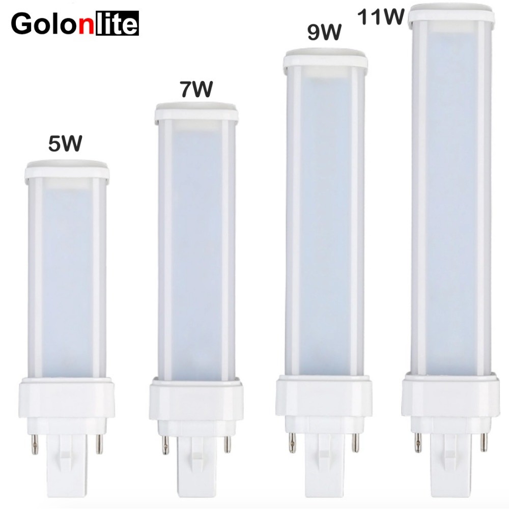 Golonlite G24 4 pin led plc light 11W 9W 7W 5W LED PL lamp G24q-3 g24d-3 Gx23-2 G23-2 E27 E26 replac