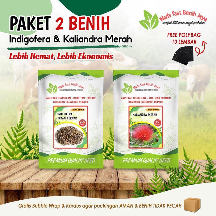BERMUTU Paket 2 Benih indigofera dan benih kaliandra merah gratis polybag