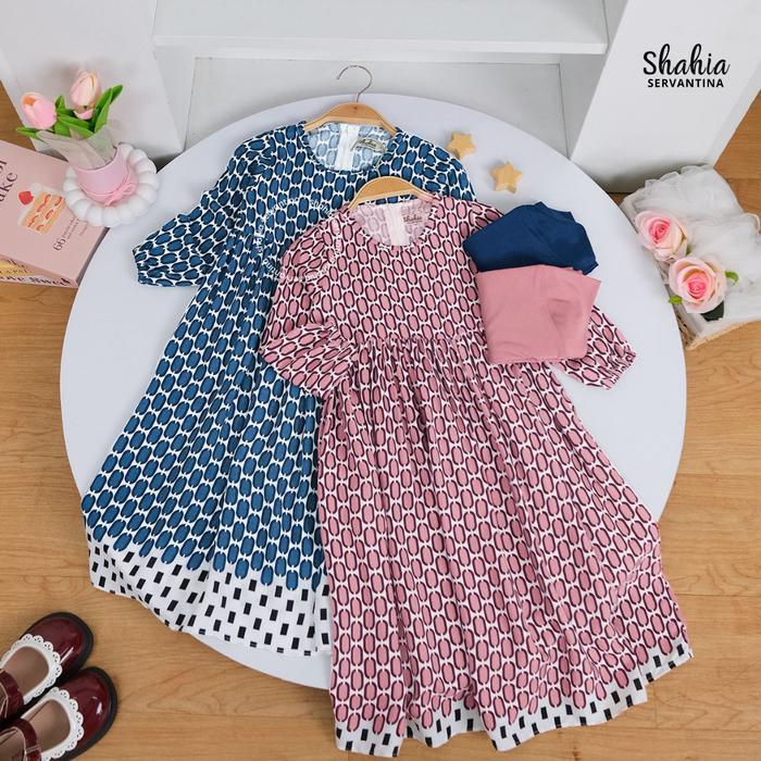Shahia Servantina - [Satu Set Jilbab] Melin Set Dress Rayon Gamis Anak Perempuan Terlaris