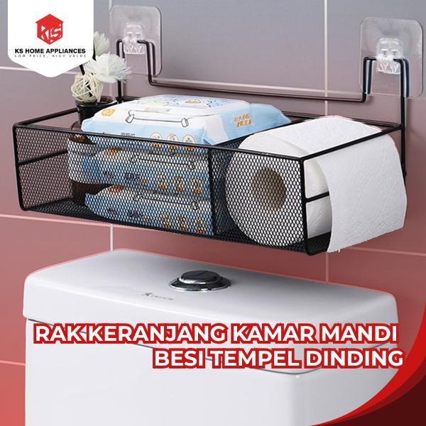 NEWW KS Rak Keranjang Kamar Mandi Besi Tempel Dinding Tempat Penyimpanan Sabun Skincare