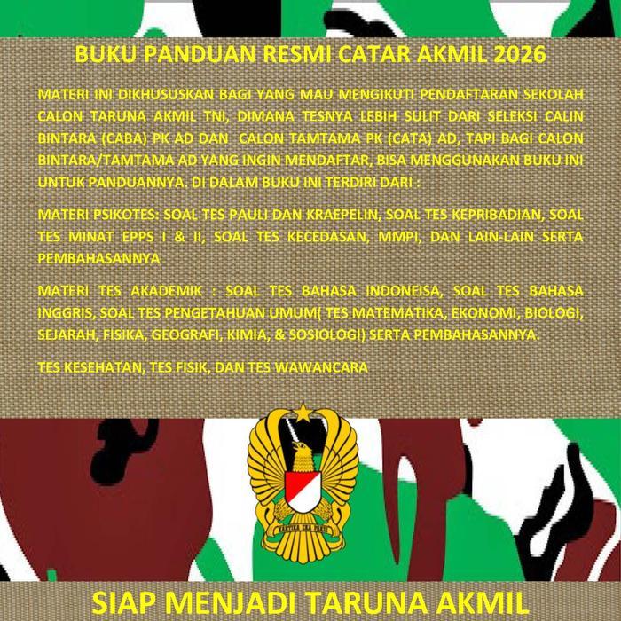 HOT SALE BUKU PANDUAN PERSIAPAN TES SELEKSI AKADEMI MILITER AKMIL 2026 LENGKAP TERMURAH