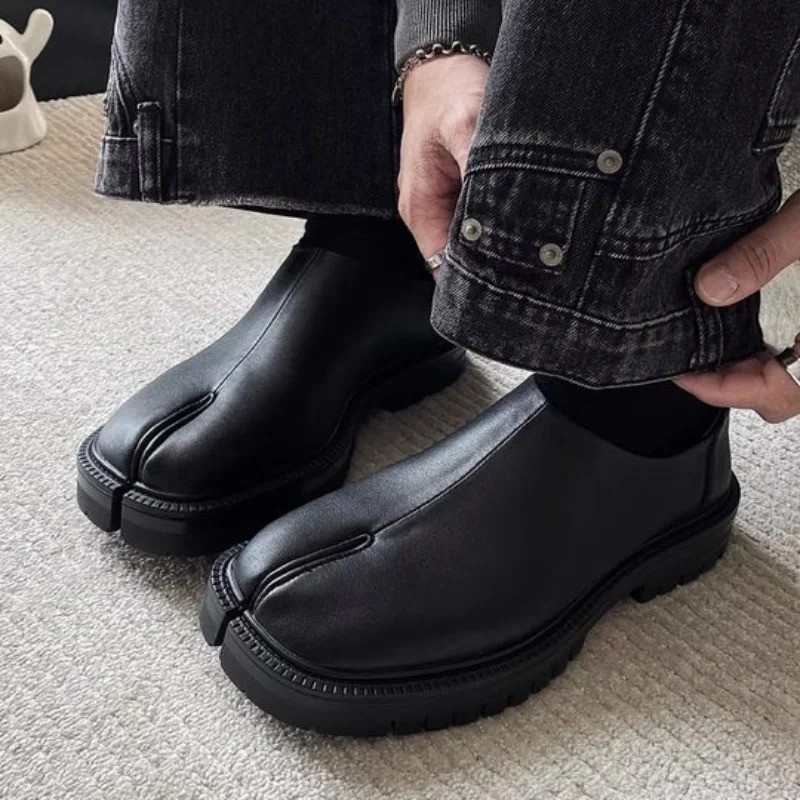 Tabi Shoes Women Split Toe Shoes Platform Loafers Women Brand Design Shoes Classic Leather Split Toe