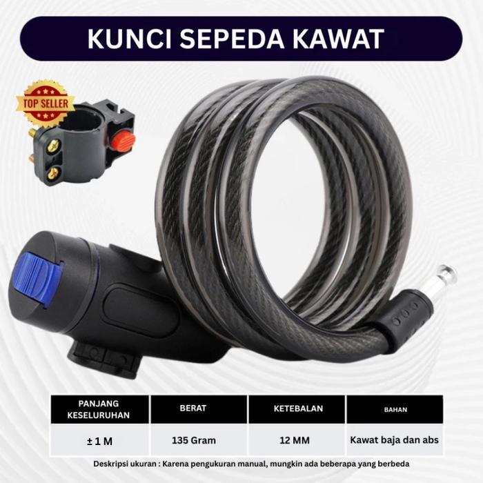 TERMURAH SASUMA Kunci Gembok Sepeda Kabel Baja Anti Maling