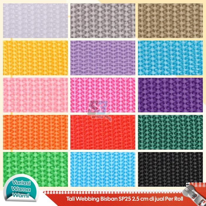 Promo Tali Webbing Bisban Warna Hitam / Tali Webing 2.5 Cm Tebal Kuat/ Tali Sling / Tali Webbing /