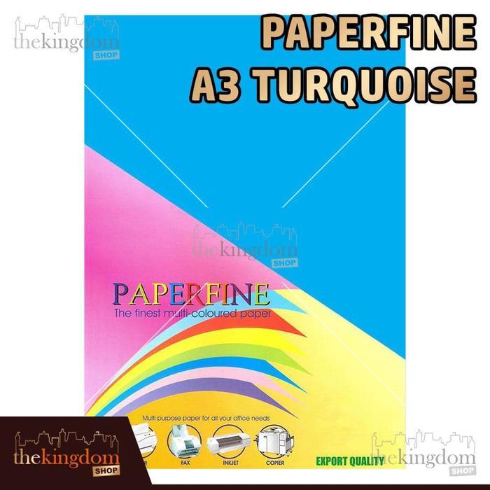 Paperfine Kertas HVS Warna A3 Turquoise Biru Tua Isi 100 Lembar Kode Warna 220