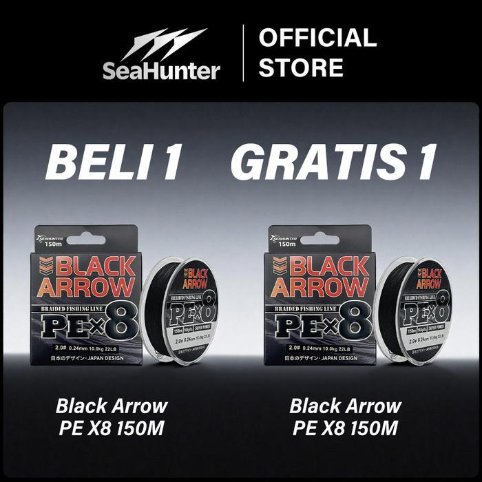Falcon Fishing - SeaHunter Black Arrow PE X8 Senar Pancing (150 Meter*2) PE Braided Fishing Never